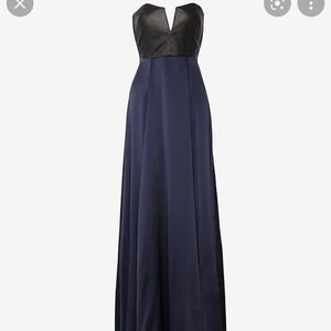 NWT Mason by Michelle Mason Exclusive Leather Corset Silk Maxi Dress